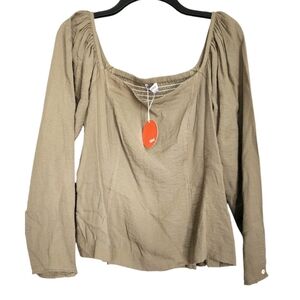 FATE Boutique Brand NEW Boho Chic Peplum Square Neck Long Sleeve Top- Size Large